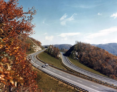 Virginia- Interstate 77 in Virginia was built in many sections as two individual roadways to avoid disturbing the natural landscape.