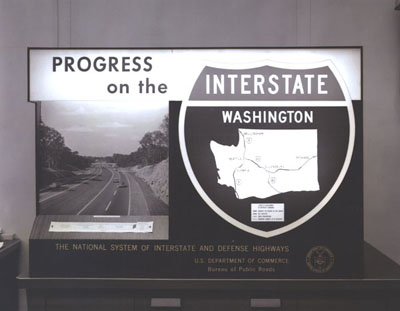 Washington - Exhibit featuring Washington State's segments of the National System of Interstate and Defense Highways (I-5,I-90, and I-82) at the U.S. Bureau of Public Roads.