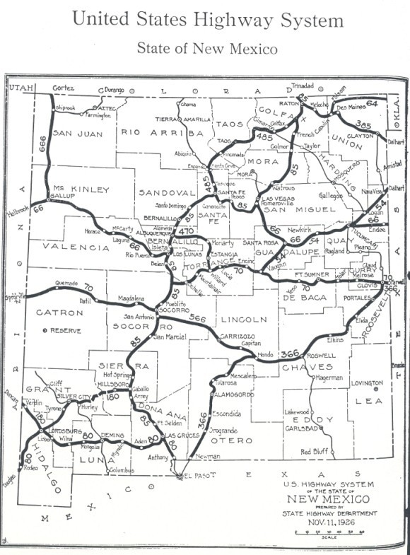 New Mexico Map - from New Mexico Highway Journal, March 1927