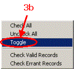 HERS-ST Screen Shot: upper left-hand corner pop-up menu. Step 3b select toggle.
