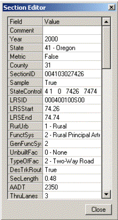 HERS-ST Screen Shot: Section Editor.