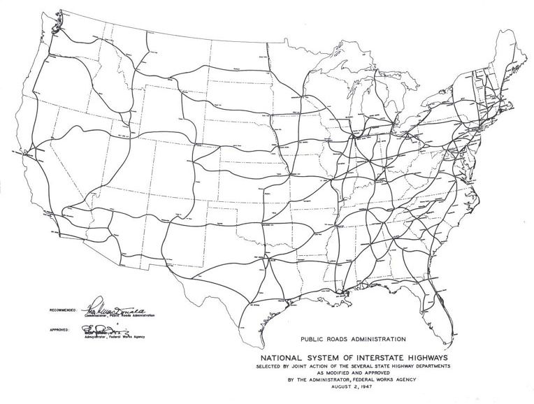 Map of the National System of Interstate Highways