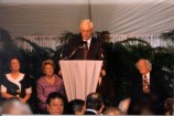 Donn Osmon, Vice President of the 3M Group, was Chairman of the Interstate Highway Commemorative Fund. Behind him are (left to right) Susan Eisenhower, Lindy Boggs, and Al Gore, Sr.
