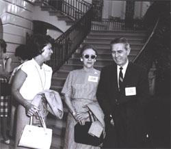 (Left to right) Mrs. Mary Connor, wife of Secretary of Commerce John T. Connor, Mrs. Callie Maud Whitton, Federal Highway Administrator Rex Whitton at the White House before the Landscape-Landmark Tour.