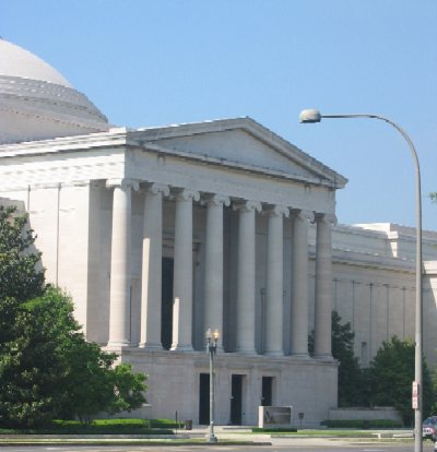 The National Gallery of Art is on Constitution Avenue where it intersects Pennsylvania Avenue.