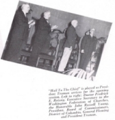President Truman (right) arrives at the 1946 Highway Safety Conference following his introduction by General Fleming (second from right). Click on photo for larger version.