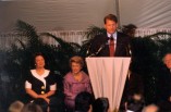 Susan Eisenhower, Lindy Boggs, and Al Gore, Sr., are visible behind the Vice President