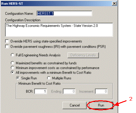 HERS-ST Screen Shot: Run HERS-ST Window.