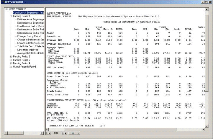 HERS-ST Screen Shot: Tabular Output Window.