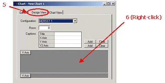HERS-ST Screen Shot: Chart Window. Step 5 select design view tab and right click in x-axis area