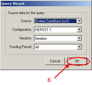 HERS-ST Screen Shot: Report Query Wizard. Step 6 select ok