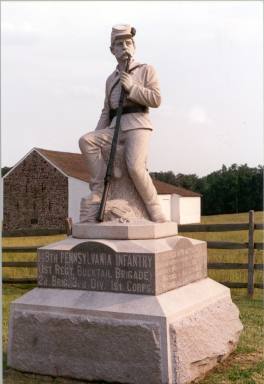 Monument to the 149th Regiment of Bucktails.  The monument, erected on Chambersburg Pike near the McPherson Barn, was dedicated on September 11, 1889.  (Photo by Nicholas Artimovich, FHWA.)