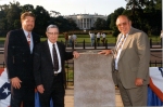 (l. to r.) William M. Wilkins, Executive Director of The Road Information Program, Frank Turner, and Tony Obadal, Legal Counsel of the Associated Equipment Distributors