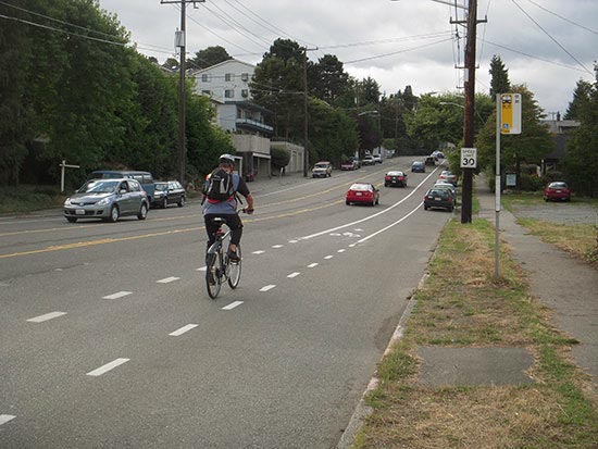 Photo of bicyclist on road