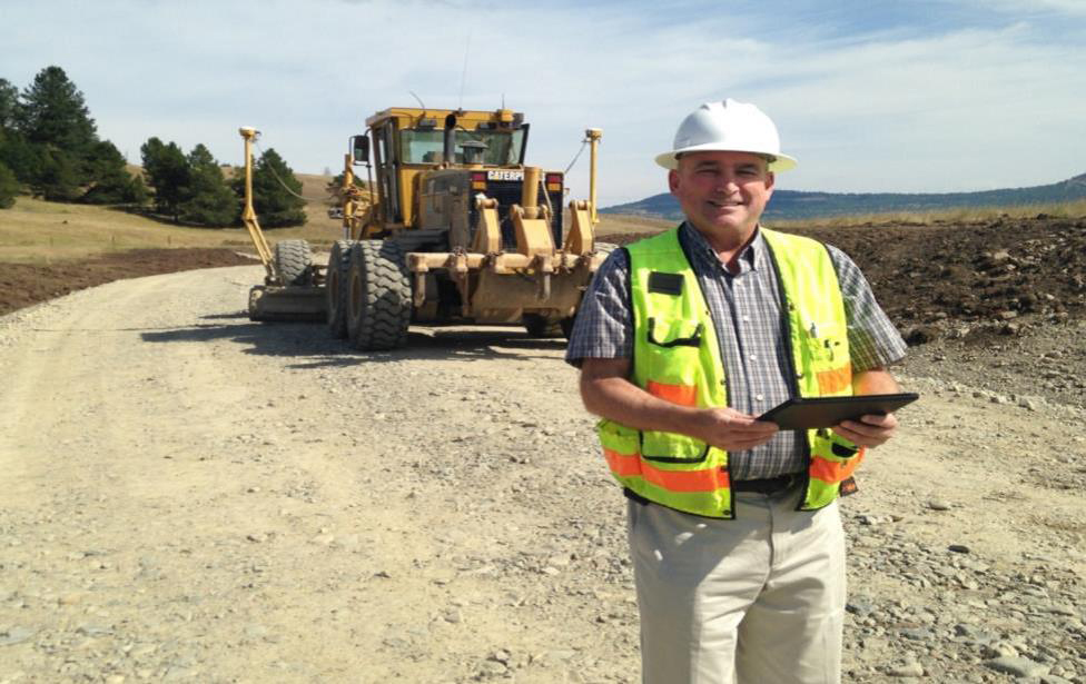FHWA Administrator Gregory Nadeau views e-Construction in action on a Montana project.
