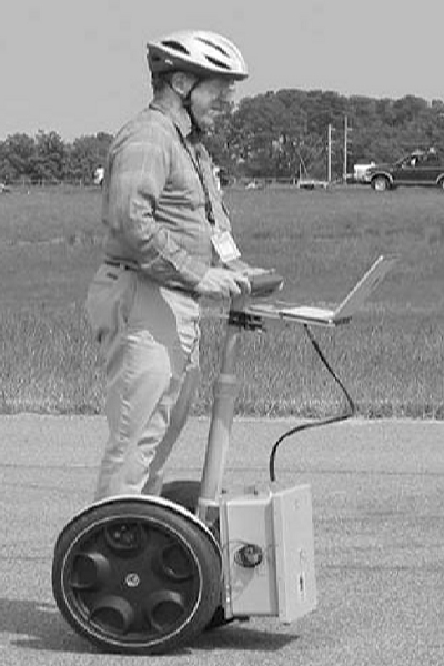 Photograph showing FHWA's profiler was build using a Segway Human Transporter