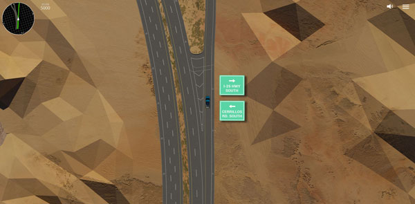 Take a virtual driving tour of a diverging diamond interchange.