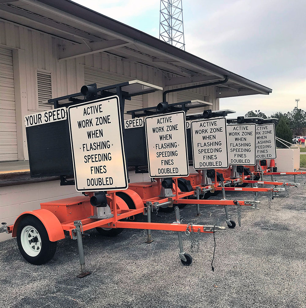 FDOT installed Active Work Zone Awareness Devices on portable trailers for deployment to work zones.