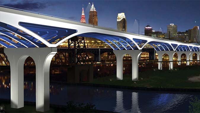 Eastbound George V. Voinovich Bridge - Cleveland, Ohio