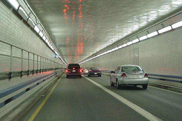 Vehicles in a tunnel