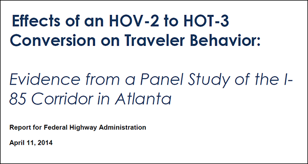 report cover - Evidence from a Panel Study of the I-85 Corridor in Atlanta