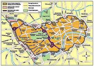 Map of London's congestion zone