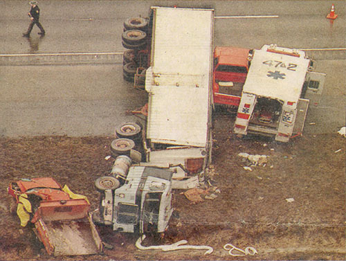 Photo of transport truck after a crash