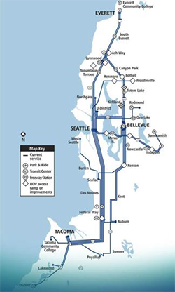 ST Express Regional Bus and transit projects map