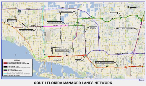 Map of South Florida Managed Lanes Network