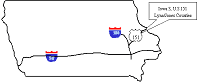 Location of IA 3 project. The outline map shows the location of Iowa 3 on US 151 in Linn and Jones counties near the eastern border of the State, east of I-380 and north of I-80.