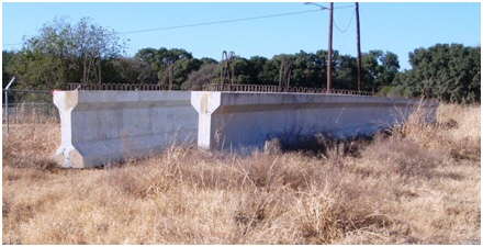 This figure is a photograph of two precast concrete girders in a field.