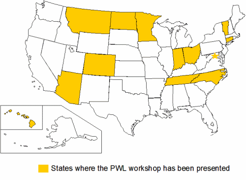 States where the PWL workshop has been held