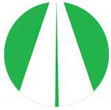 green and white icon depicting a highway