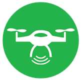 green and white icon depicting a drone