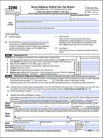 IRS Form 2290 Page 1