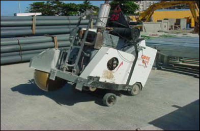 Figure 10. A saw cut machine was used to cut some parts of the curbs