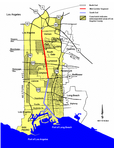 Map of the Alameda Corridor