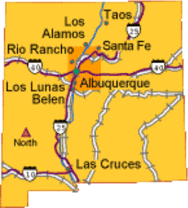 State Map shown intersection of Interstates 25 and 40 in Albuquerque, NM