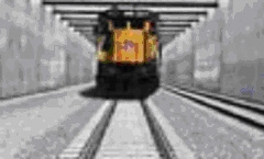 Photo of train locomotive in depressed rail section
