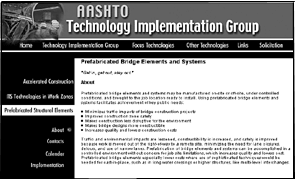 Screenshot of the AASHTO Technology Implementation Group website