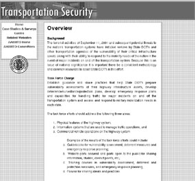 Transportation Security website screenshot