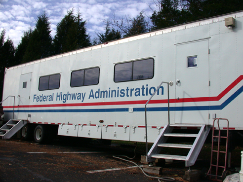 Photo: FHWA's mobile asphalt laboratory onsite in Bangor, Maine.