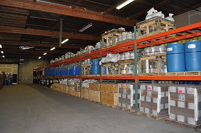 A view of shelves containing pavement materials in the LTPP program's Materials Reference Library, located in Reno, NV