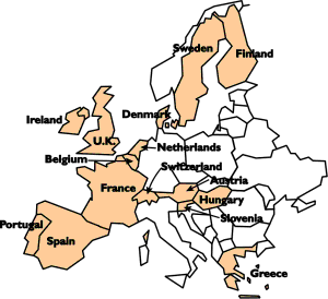 Map of Europe with PARIS Participants.