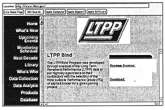 LTPP Bind web page screen capture.