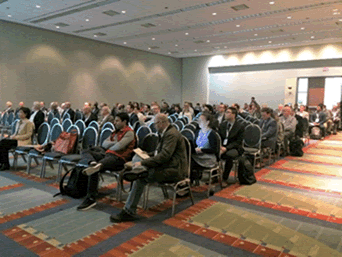 This photograph shows approximately ten rows of attendees of the LTBP session held at the 2020 TRB Annual Meeting in Washington, D.C.