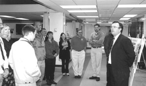 Visitors touring the TFHRC lab facilities.