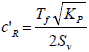 c prime subscript R equals T subscript f times the square root of K subscript P divided by the quantity of 2 times S subscript v.