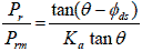 P subscript r divided by P subscript rm equals tan times
