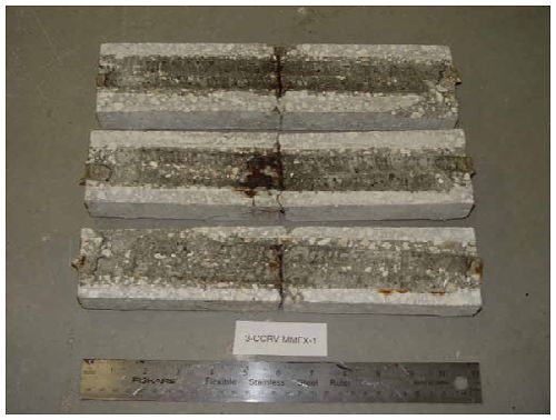 Corrosion products are apparent on all three traces at the location of the simulated crack.